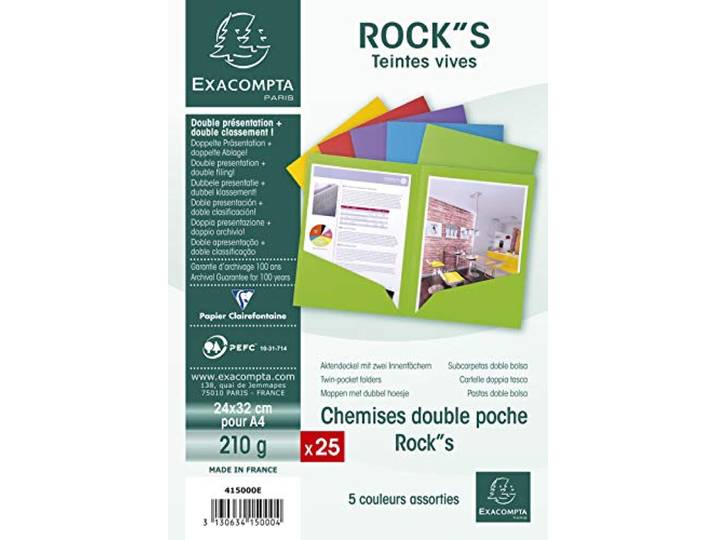 Exacompta 25 mappen dubbele pocket Rock s assorti