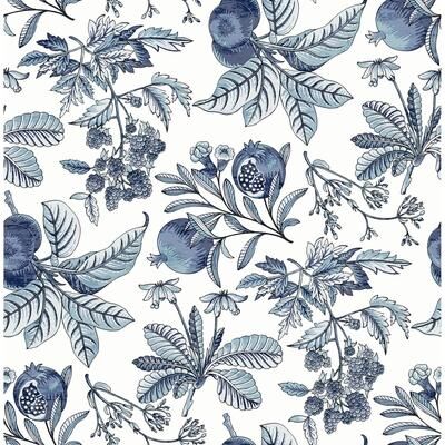 A-Street Prints Cecilia Blue Fruit Wallpaper