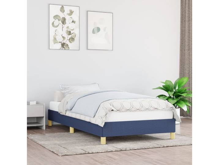 furnicato Bettgestell Blaues Stoffbett 203x93x35 cm mit Massivholz Lattenrost (1-tlg), Atmungsaktives Einzelbett mit stabilen Beinen für das Schlafzimmer