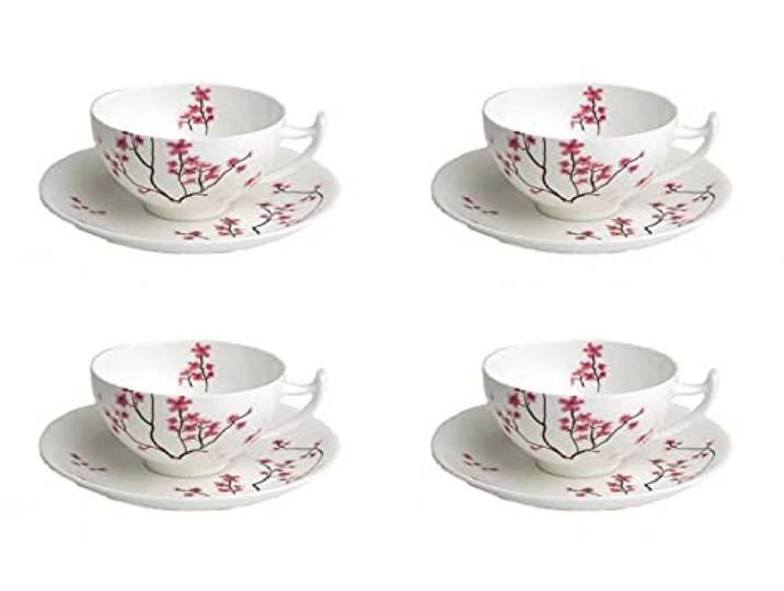 TeaLogic Cherry Blossom 4er Set Jumbotasse mit Untertasse