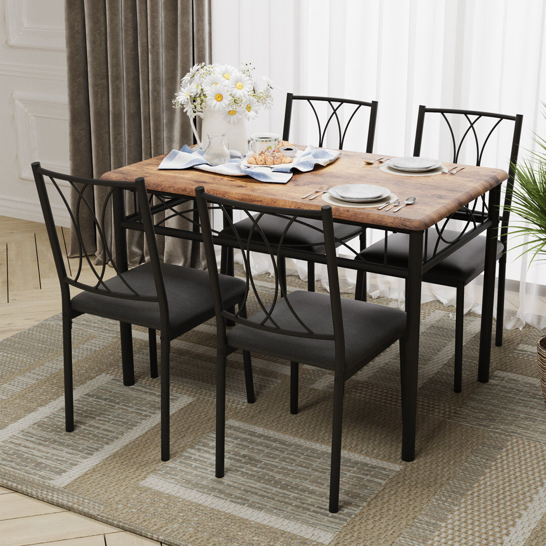 17 Stories 4 -Person Dining Set Brown/Brown/Brown/Brown