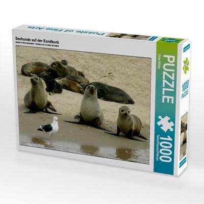 CALVENDO Puzzle Seehunde auf der Sandbank 1000 Teile Puzzle quer | 1000 Teile Lege-Größe 64 × 48 cm Foto-Puzzle für glückliche Stunden