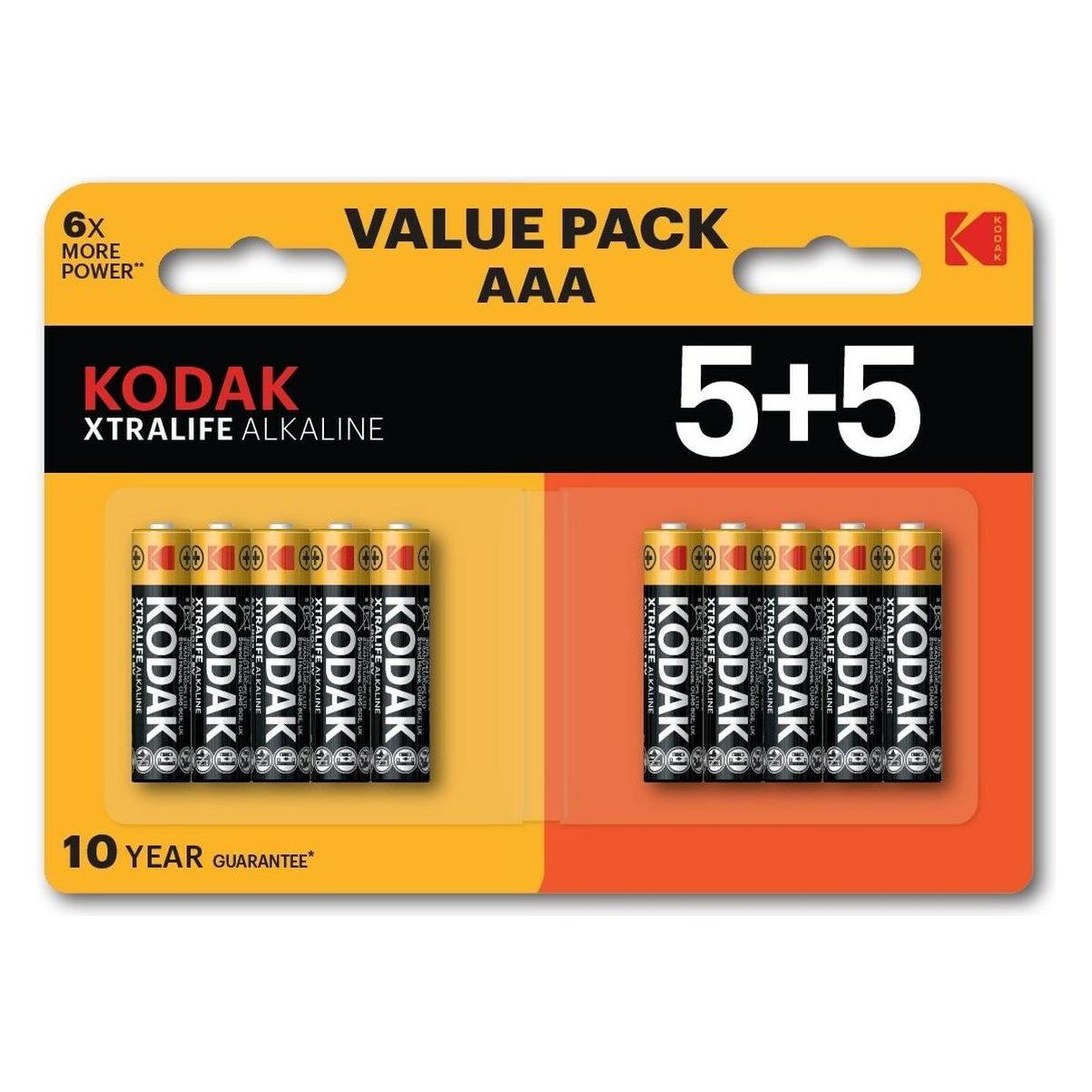 Kodak XTRALIFE Alkaline AAA Battery 10 (5+5 pack) (10 Stk., AAA) (30423466)