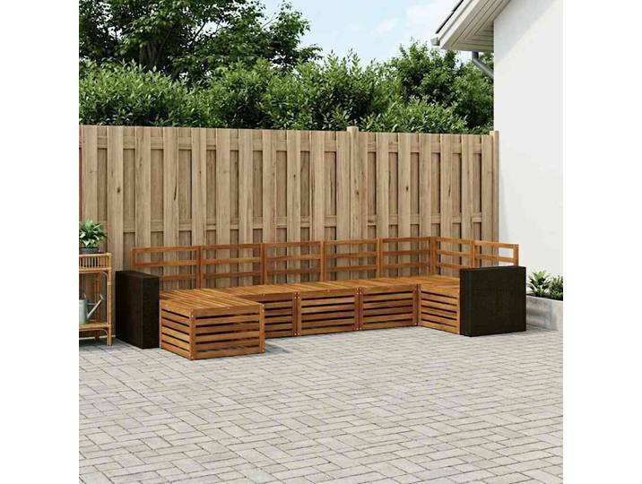vidaXL Outdoor-Sofagarnitur 7 stk. 6-Sitzer Natur Solid Acacia Wood