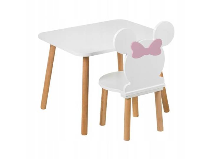 PlayPals Furniture – Kindertisch mit Stuhl, weiß mit Schleife – Tisch- und Stuhlset aus Holz, 50 x 60 cm – Sitzmöbel-Set für Kinder, natürliche Sitzmöbel für Kinder – Kinderstuhl-Set