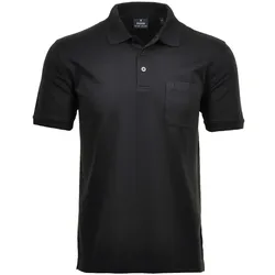 RAGMAN Herren Poloshirt - Oberteil, Softknit-Polo, Baumwollmischung, Brusttasche, Knopfleiste, kurz, einfarbig Schwarz / 2XL