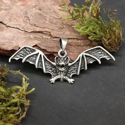 Drachensilber Bat Schmuck Anhänger 925 Silber schlichte Fledermaus - Silber
