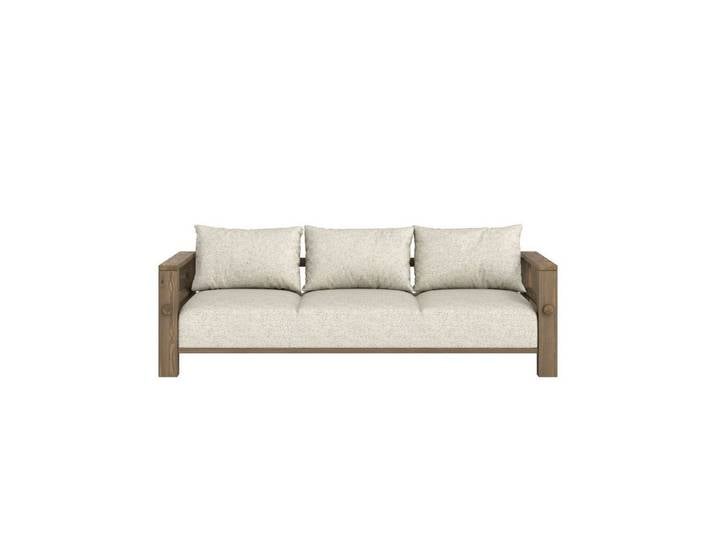 Karup Design Sofa Bare Sofa, Schlafsofa mit Boxspring, 3-Sitzer, Couch, Bettfunktion, Boxspring-Matratze mit Sprungfedern, 3 Rückenkissen, Made in Europe