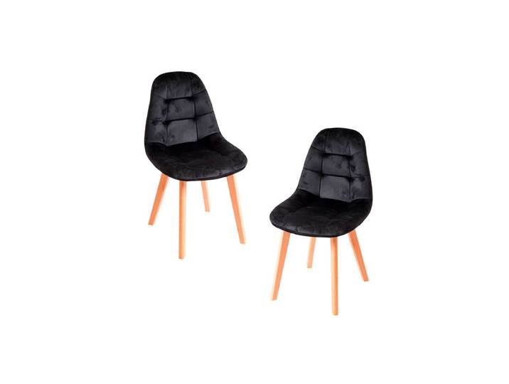 2er Set Kelen Samt Stühle - Schwarz