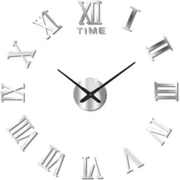 Inspire Picks Modern 3D DIY Wall Clock Large Acrylic Mirror Decorative Quartz Clock 033 Silver 3d Diameter100 130cm