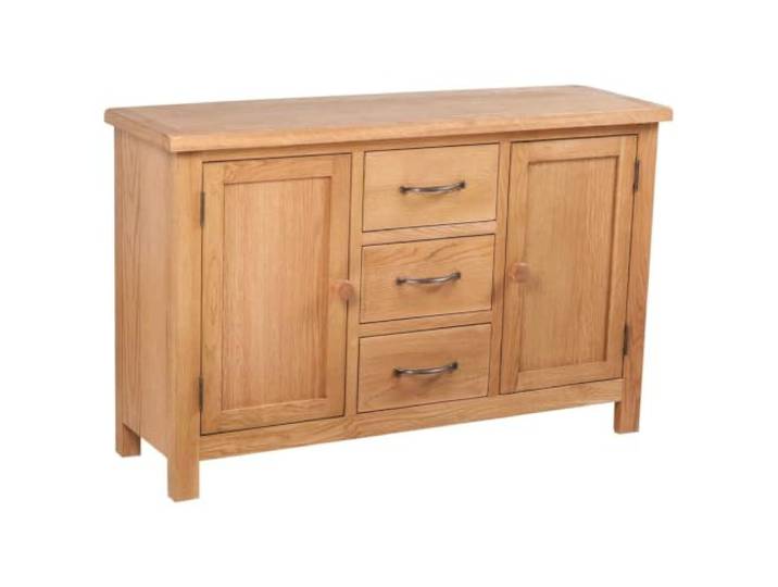 HGFDVCMR Sideboard 110x33,5x70 cm Eiche Anrichte mit 3 Schubladen Stilvolle Anrichte aus Eichenholz mit 3 Schubladen und 2 Fächern für Küche, Flur und Esszimmer mit Wandsicherung.