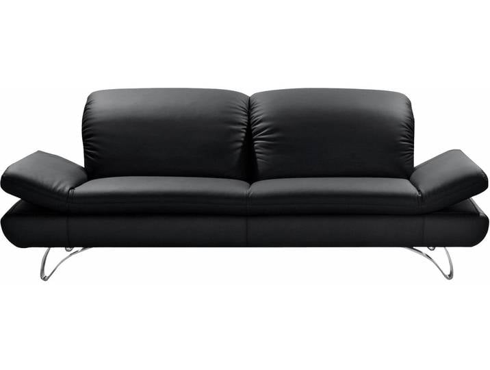 2-Sitzer Sofa, Naturleder Frederica, Schwarz, 202×96×95 cm, Manuell Verstellbar, Elegant, Places of Style