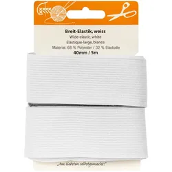 buttinette Gummiband "Breit-Elastik", weiß, Breite: 40 mm, Länge: 5 m