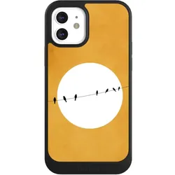 Nivocase Hülle für Apple iPhone 12 Handyhülle NIVOcore Case Schwarz Mond Nacht Vogel (Apple iPhone 12), Smartphone Hülle, Schwarz