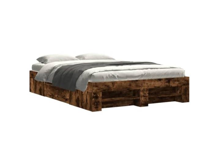PUGYNBK Bettgestell, 120 x 190 cm, Eiche rauchfarben Holztechnik, Lattenrost im Lieferumfang enthalten, Schubladen und Fächer, ohne Matratze