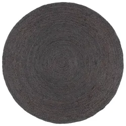 vidaXL Teppich Handgefertigt Jute Rund 180 cm Dunkelgrau