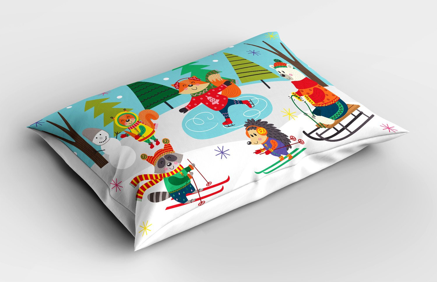 ABAKUHAUS Egel Kussensloop Winter Bos Plezier Multicolor 65 x 50 cm