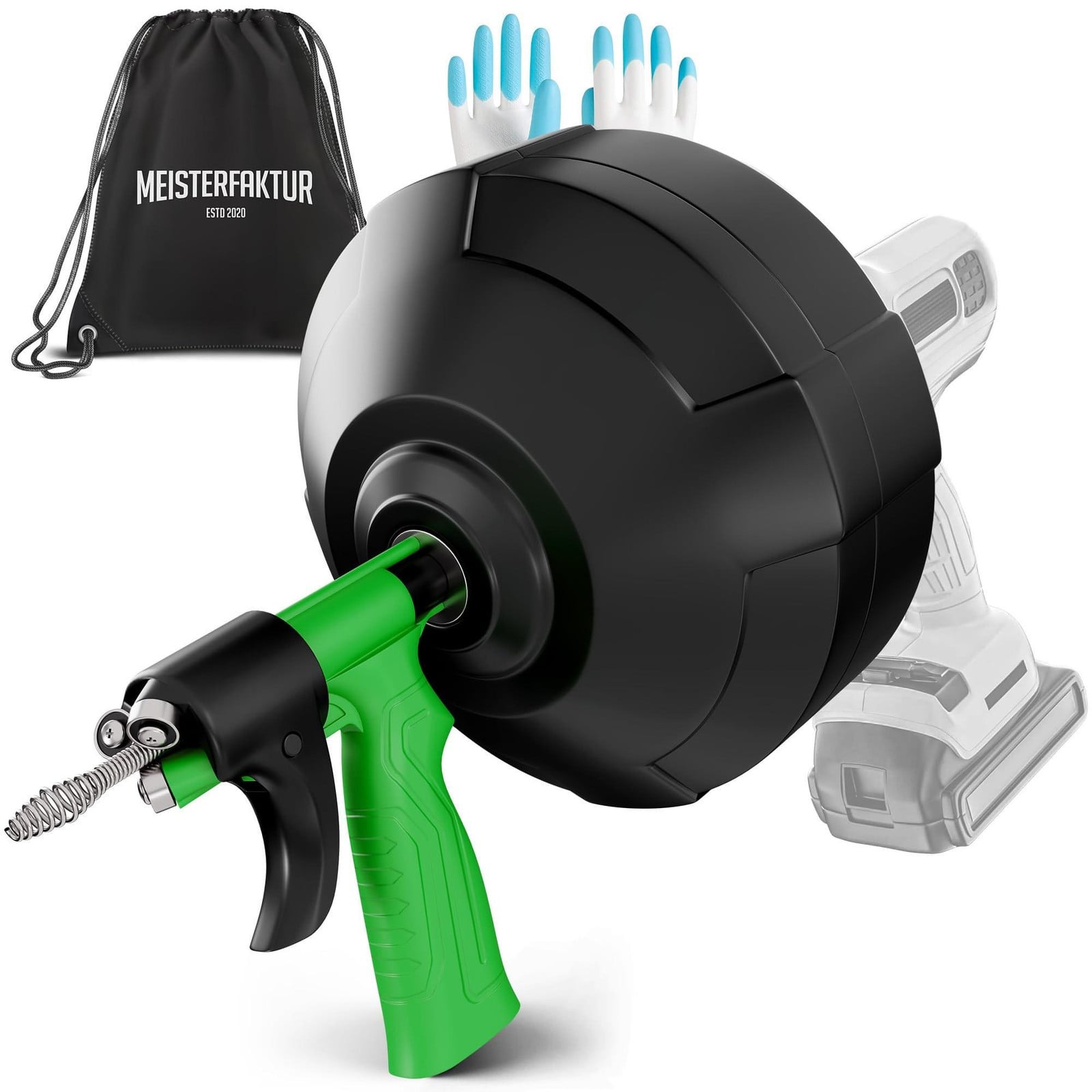 Professionele Pipe Cleaning Spiral met automatische voeding, 15 m