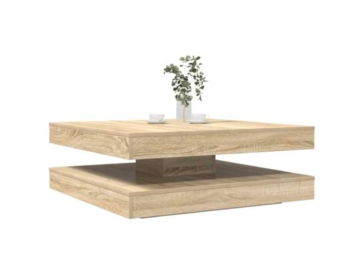 HEFZGDB Drehbarer Couchtisch 360 Grad Drehfunktion Sonoma-Eiche 90x90x34,5 cm mit Stauraum und robuster Holzwerkstoffplatte
