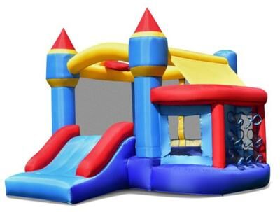 Costway Inflatable Bounce House with Slide Ball Pit & Pitching Game for Birthday Party Carnival