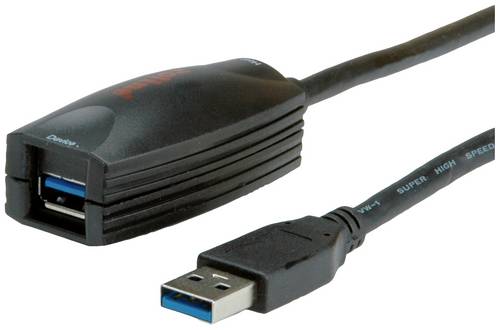 Roline USB-Kabel USB 3.2 Gen1 USB-A Stecker, USB-A Buchse 5.00 m Schwarz 12.04.1096