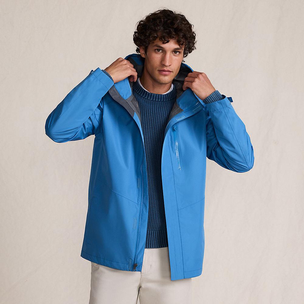 Verstaubare wasserdichte Regenjacke für Herren, Herren, size: regular, Blau, Polyester, by Lands' End