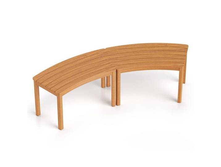 Lot de 2 bancs de jardin courbés en bois d'acacia massif pour brasero ou terrasse assise stable à lattes