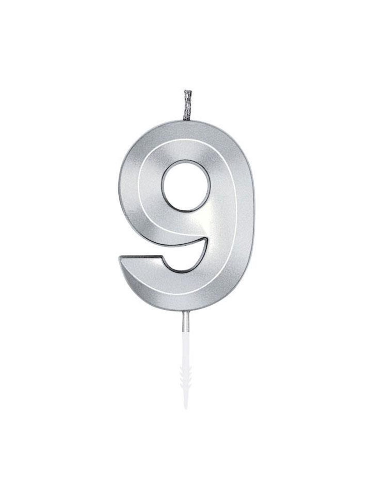 Globos Cake Candle 6cm Metallic Silver no.9