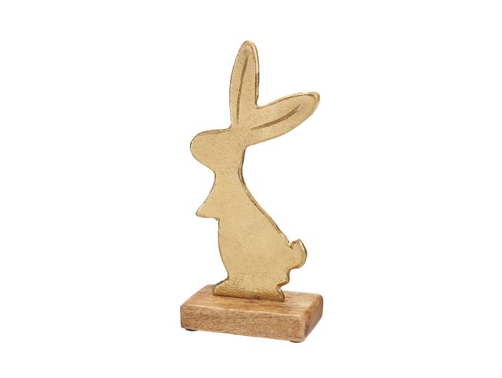 Osterdeko Osterhase Holz 23 cm natur/gold