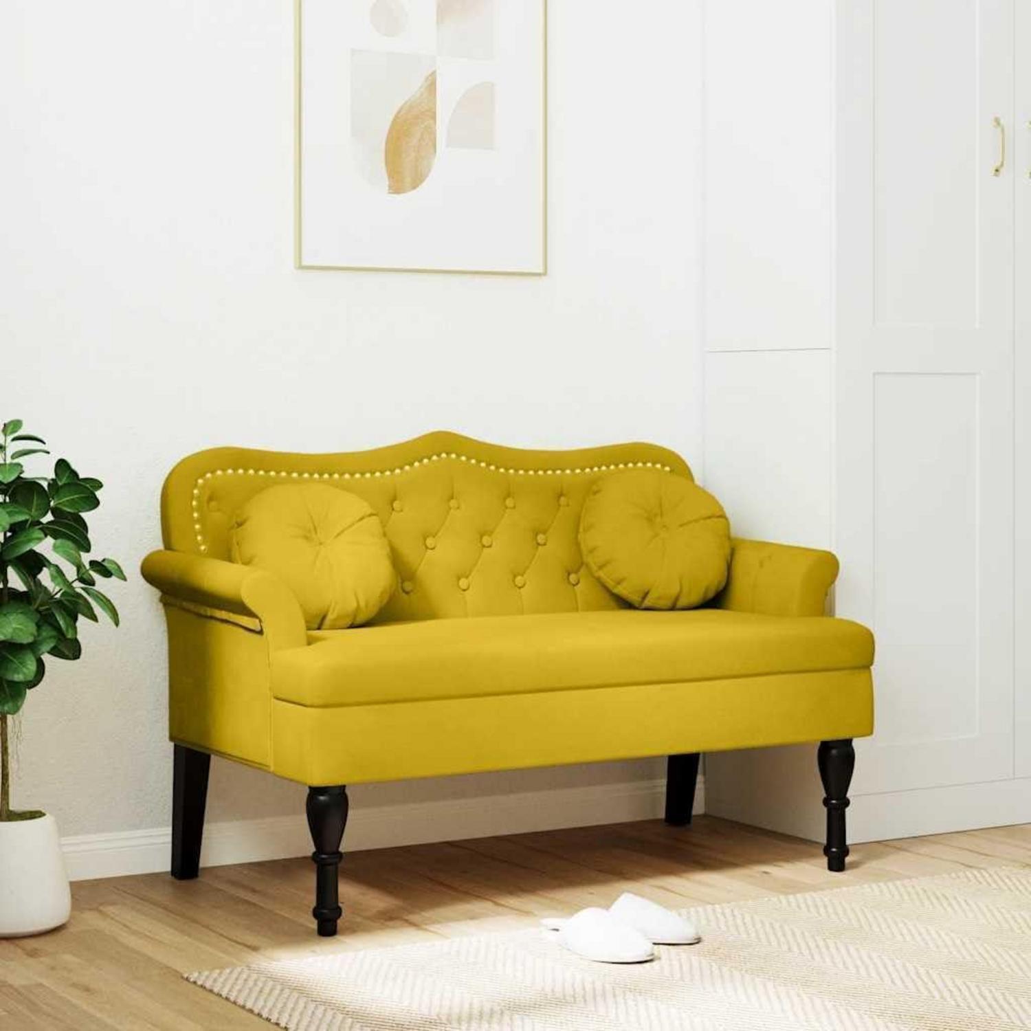 Sitzbank 2-Sitzer Samt Gelb 120,5x65x75 cm