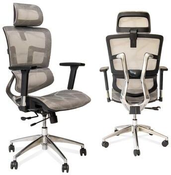 XBrand ErgoMax 53 in Tall Black Ergonomic Adjustable Office Chair w/ Aluminum Back and Base, Home Office Ergonomic Chair