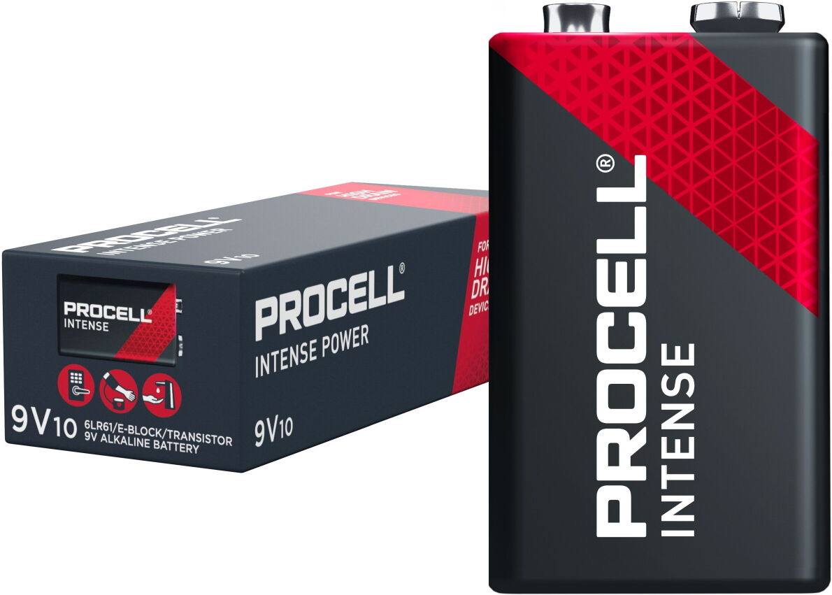 Duracell Procell Intense Syringe Driver 9V 6LR61 Batteries   Box of 10