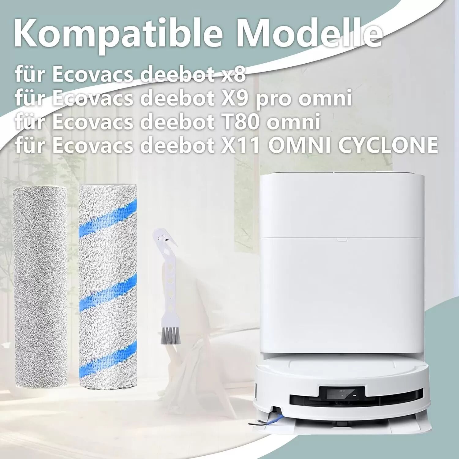 INF Ersatz-Walzenbürste kompatibel mit Ecovacs Deebot X8/X9 Pro Omni/T80 Omni/X11/X11 Pro Omni/X11 OmniCyclone Saugroboter