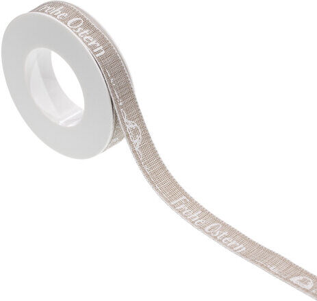 Stoffband "Frohe Ostern", natur, 15 mm, 5 m