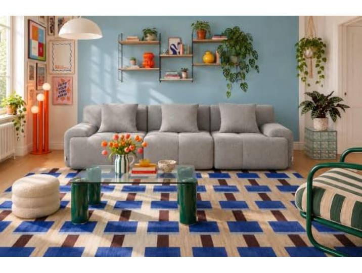 MILYsofa Modulares 3-Sitzer-Sofa, Chenille-Bezug Mineralgrau, Abnehmbare Kissenbezüge (Mineralgrau, 3-Sitzer)