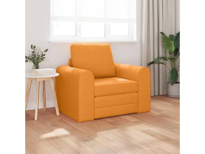 HEFZGDB 2-in-1 Boden Sofa Bett Dunkelgelb 98x71x83 cm Stoff Sessel mit gepolsterten Kissen für Wohnzimmer und Schlafzimmer, kompaktes Design plüschige Polsterung vielseitige Nutzung