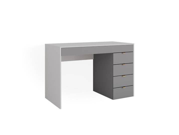 Vicco Schminktisch Elise, Weiß/Grau, 115 cm ohne Spiegel, Weiß, Grau, Holzwerkstoff, 6 Fächer, Rechteckig,Rechteckig, 55x76.2x115 cm, Wohnzimmer, Wohnzimmertische, Konsolentische