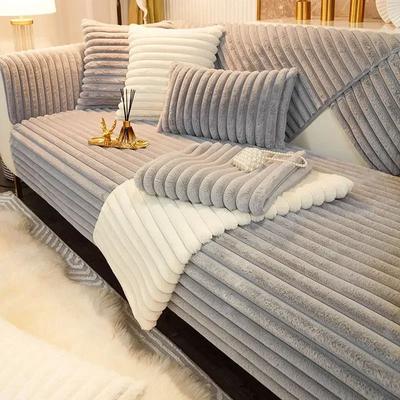 Evergreen Home Goods Super Soft Rabbit Plush Quilted Sofa Cover, Winter Warm Thick Couch Cover, L Shaped Sectional Anti Slip Sofa Towel a Camel 1 Pillowcase 50x30cm
