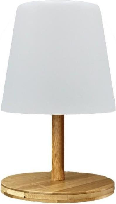 LUMISKY STANDY MINI WOOD draadloze tafellamp met natuurlijke bamboe voet en warm wit LED-licht, Hoogte: 25 cm