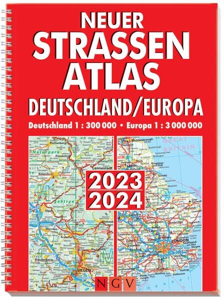 Neuer Straßenatlas Deutschland/Europa 2023/2024: Deutschland 1 : 300 000 . Europa 1 : 3 000 000. Praktisch mit Spiralbindung - Preis vom 30.09.2026 09:01:18 h