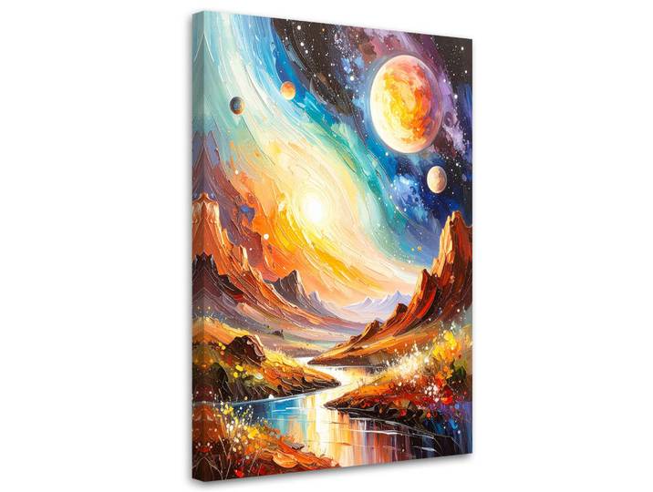 Feeby Leinwandbild Kosmos Planeten Abstrakt 60x90cm, Mehrfarbig, Märchen/ Fantasie, Rechteckig, 60x90 cm, Bilder & Rahmen, Bilder, Leinwandbilder