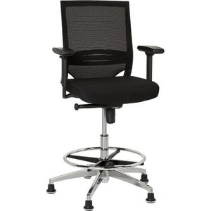 hJh-OFFICE Arbeitsstuhl Top Work 77, schwarz, mit Bodenleitern & Fußring, Stoff/Netz, bis 110 kg