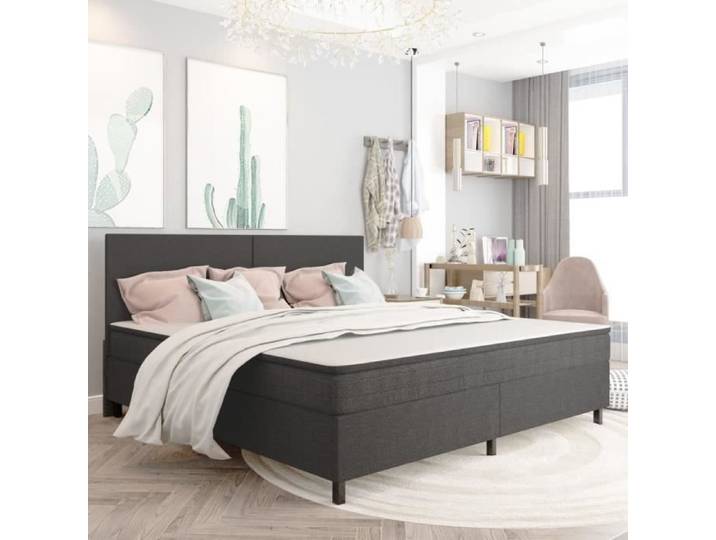 Cadre à lattes économique CHEZOE® - Sommier tapissier Gris Tissu 200x200 cm