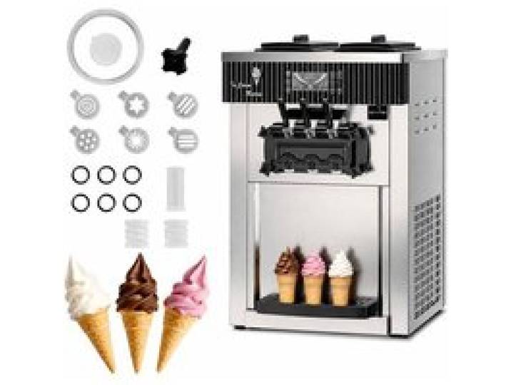 Machine à glace molle pro 2200W – 28L/h 3 parfums écran LCD nettoyage auto – pour bars/cafés/resto