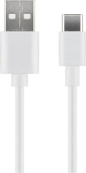 MicroConnect USB 2.0 oplaadkabel USB-A naar USB-C, 1 meter, wit