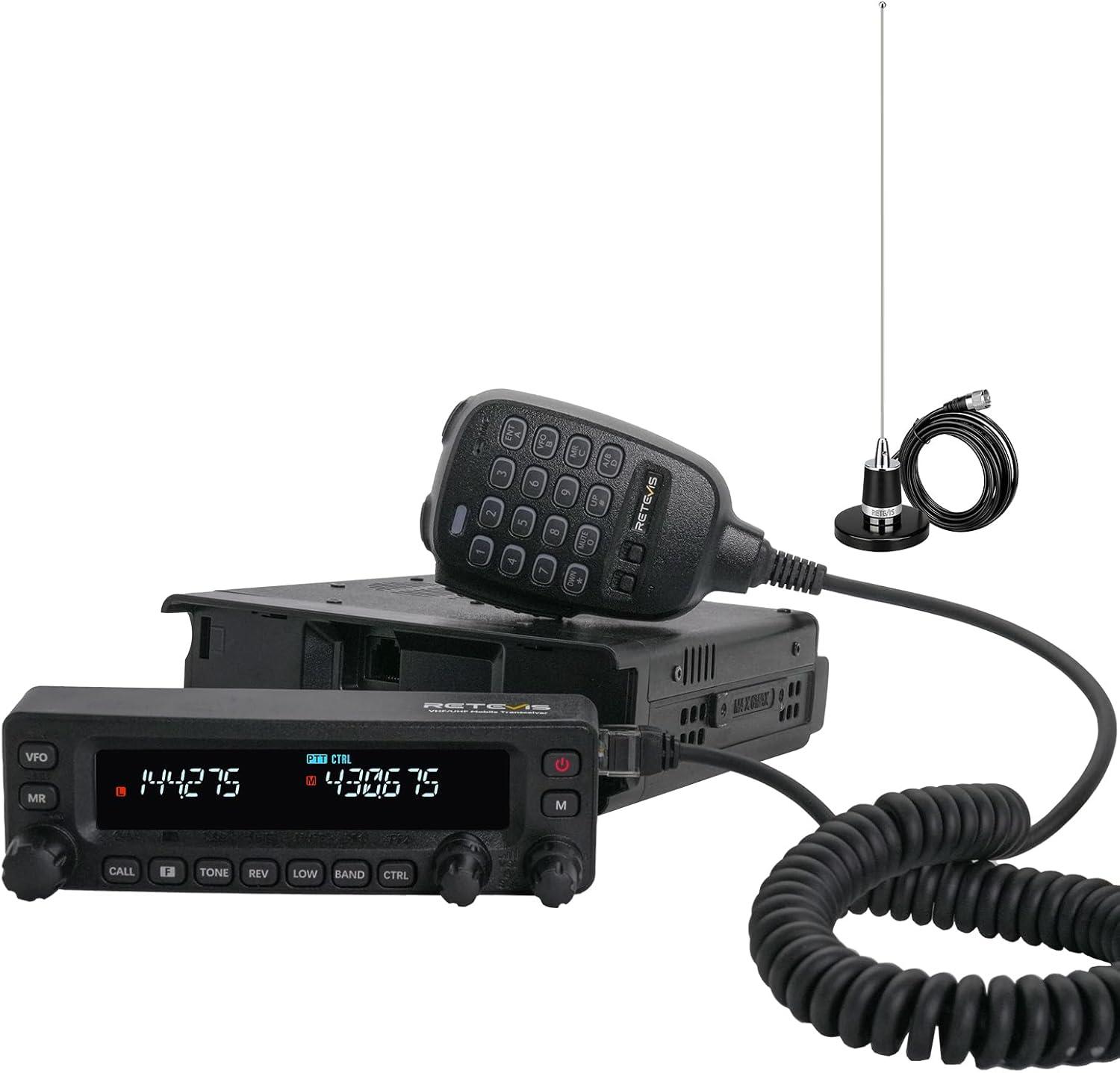 Retevis MA1 Amateurfunk mit Antenne, Mobiler Transceiver mit Abnehmbarem Bedienfeld, Cross Band Repeater, Große Reichweite VFO, Amateurfunk, Home Base