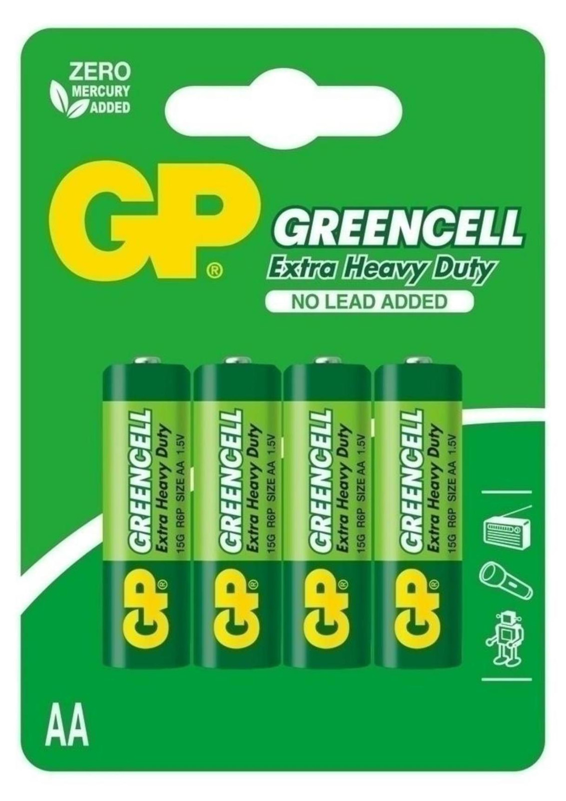 GP Batteries Greencell AA Mignon batterijen, 4 stuks