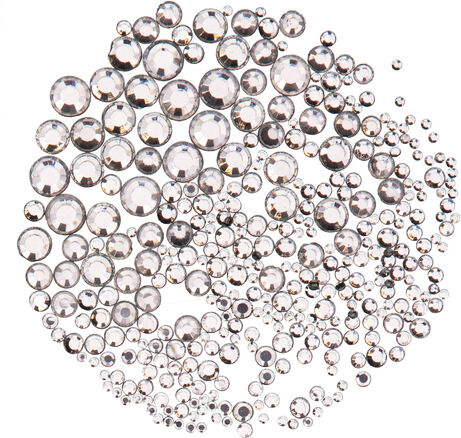 Hot-Fix-Strasssteine, transparent, 2–7 mm Ø, 300 Stück