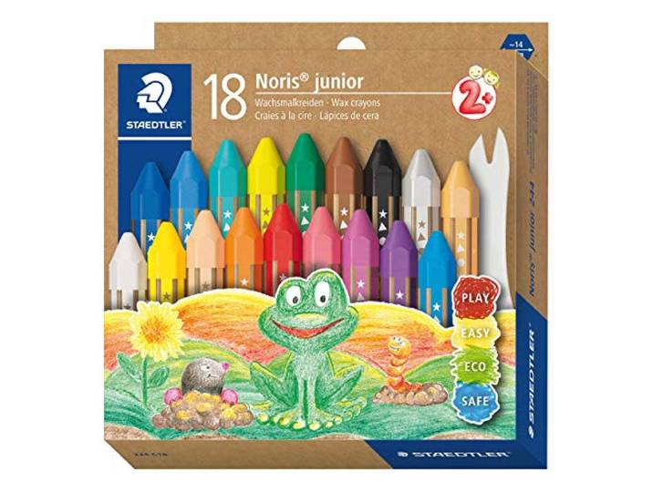STAEDTLER Noris junior 224 Waskrijt – 18 kleuren, zeshoekig