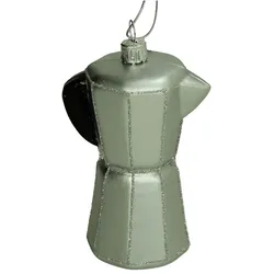 Christbaumschmuck Glas 10,7cm Espressokanne Kugeln Figur Weihnachtsbaum Anhänger Weihnachten Christbaumanhänger Weihnachtsbaumschmuck Silber